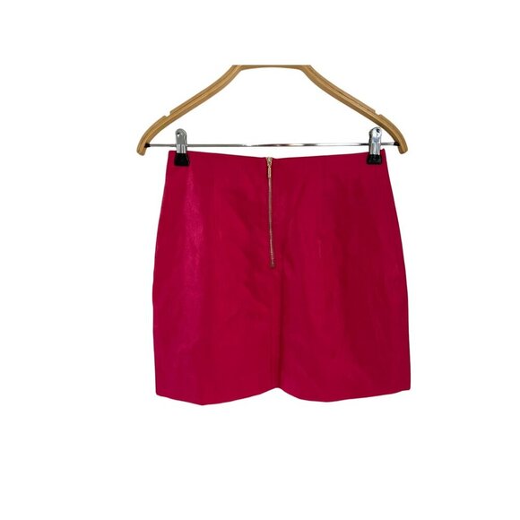 Runaway Fuchsia Mini Skirt With Gold Back Zipper & Front Slit Size 4 - Picture 5 of 8